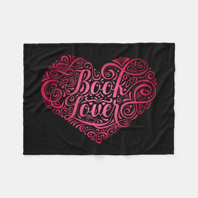 Buch Lover Calligraphy Herz für Leser, Schriftstel Fleecedecke (Vorderseite (Horizontal))