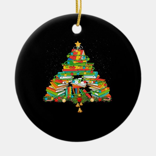 Buch Lover Christmas Tree Bookworm Librarian Keramik Ornament (Vorne)