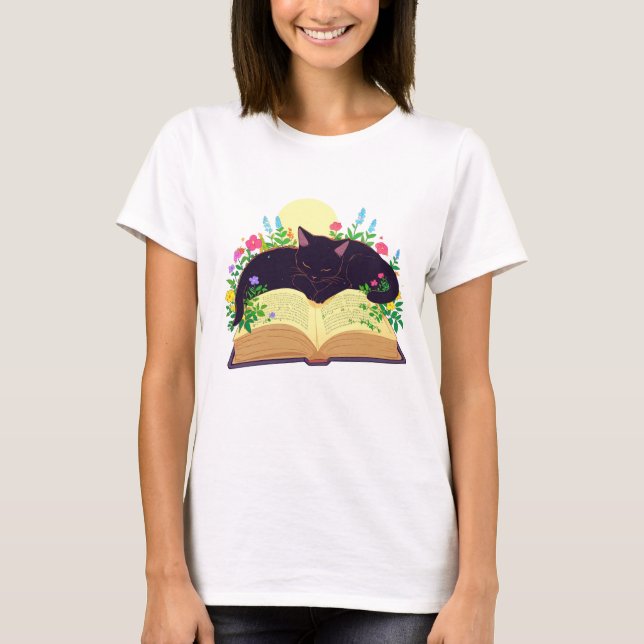 Buch Lover Geschenk, Katze Lover Geschenk Frauen,  T-Shirt (Vorderseite)