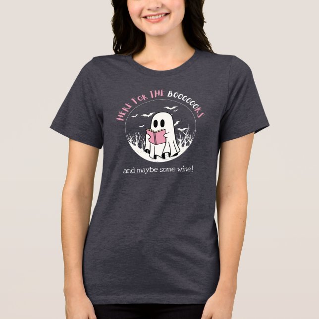 Buch Lover Ghost Halloween Tri-Blend Shirt (Vorderseite)