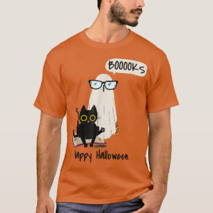 Buch Lover Halloween Boooks Ghost Boy and Black Ca T-Shirt