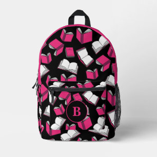 Buch Lover Librarian Pink Black Monogram Bedruckter Rucksack
