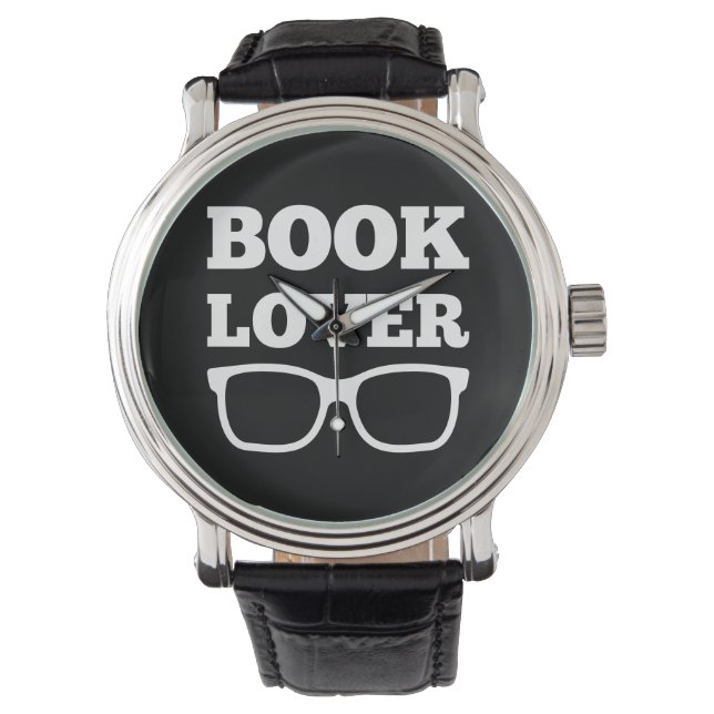 Buch Lover's Typografie Reading Glasses Armbanduhr (Vorderseite)
