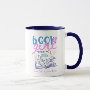Buch Mädchen Sommer Strand Möwe Benutzerdefiniert Tasse