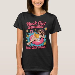 Buch Mädchen Sommer Strandurlaub Bücherliebhaber T-Shirt