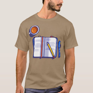 Buch mit Bleistift und Kaffee T-Shirt