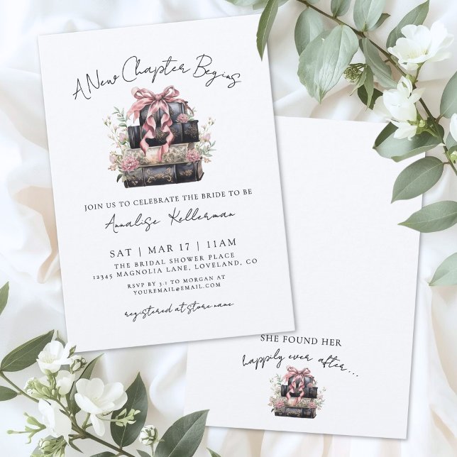 Buch Neuer Kapitel Blumen-Braut-Party Einladung (Book New Chapter Floral Bridal Shower Invitation )