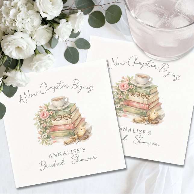 Buch Neues Kapitel Florale Brautparty Serviette (Book New Chapter Floral Bridal Shower Napkins )