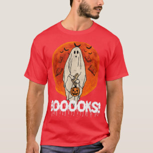 Buch Niedlich Ghost holding book Halloween Teacher T-Shirt