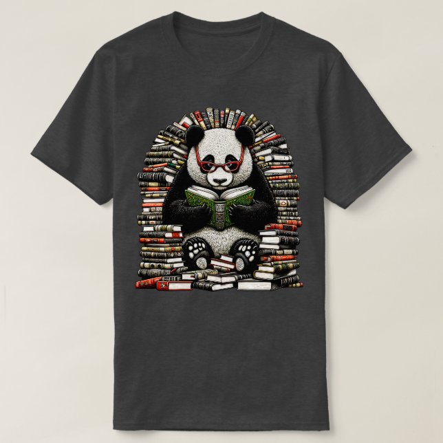 Buch Panda Bear Lesen Literatur T-Shirt (Design vorne)