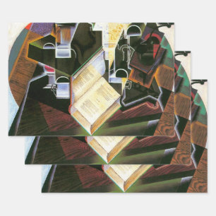 Buch, Pfeife und Brille, Juan Gris, Vintage Kubism Geschenkpapier Set