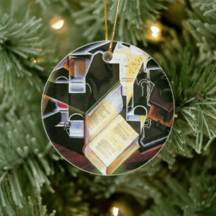 Buch, Pfeife und Brille, Juan Gris, Vintage-Kubism Keramik Ornament