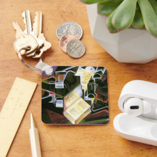 Buch, Pfeife und Brille, Juan Gris, Vintage Kubism Schlüsselanhänger