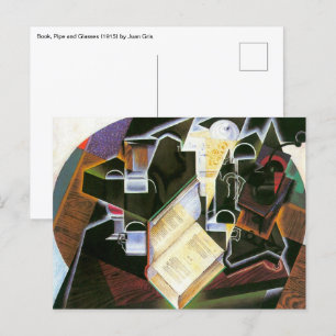 Buch, Pipe und Brille, Juan Gris, Vintager Kubismu Postkarte