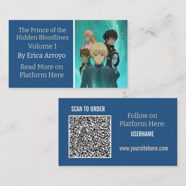 Buch-Promotion Indie-Autor QR-Code Visitenkarte (Vorne/Hinten)