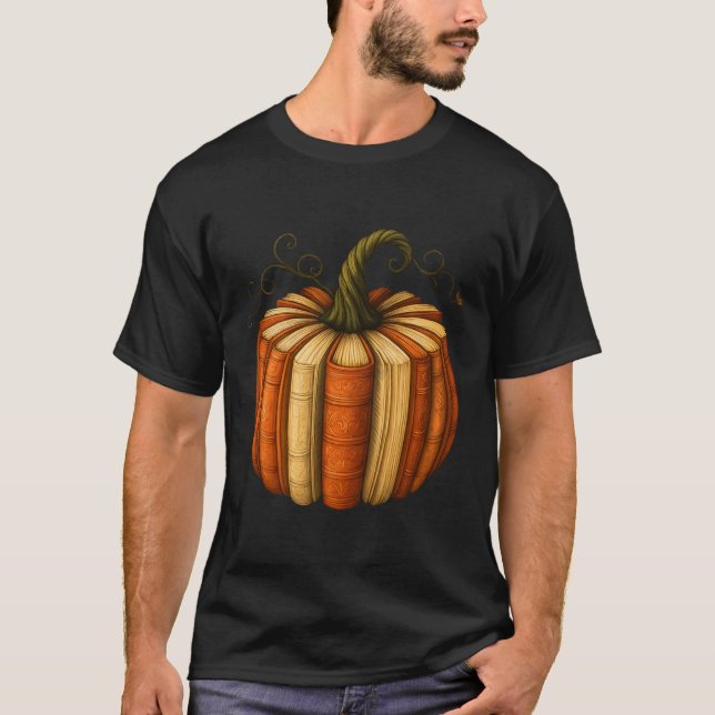 Buch Pumpkin Fall Halloween Lehrer Librarians Boo T-Shirt (Vorderseite)