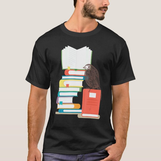 Buch  T-Shirts Vogel Liest Bücher Lustig Gartenarb (Vorderseite)