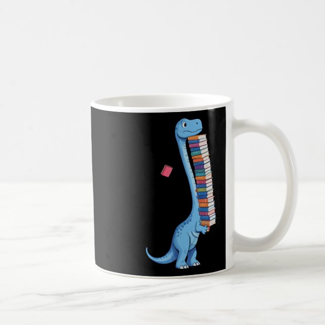 Buch tragender Dinosaurier liest Dino  Kaffeetasse (Rechts)