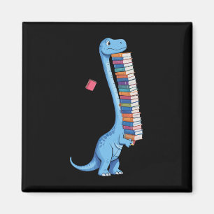 Buch tragender Dinosaurier liest Dino Magnet