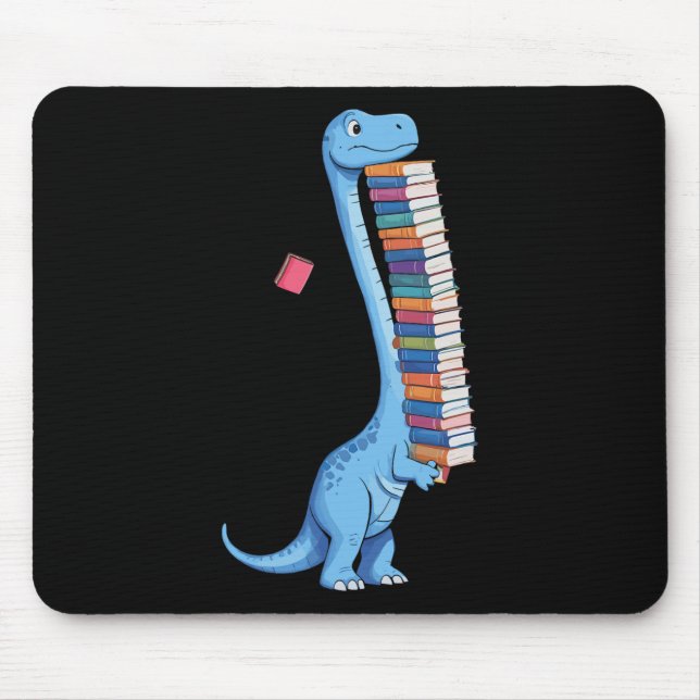 Buch tragender Dinosaurier liest Dino  Mousepad (Vorne)