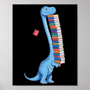Buch tragender Dinosaurier liest Dino Poster