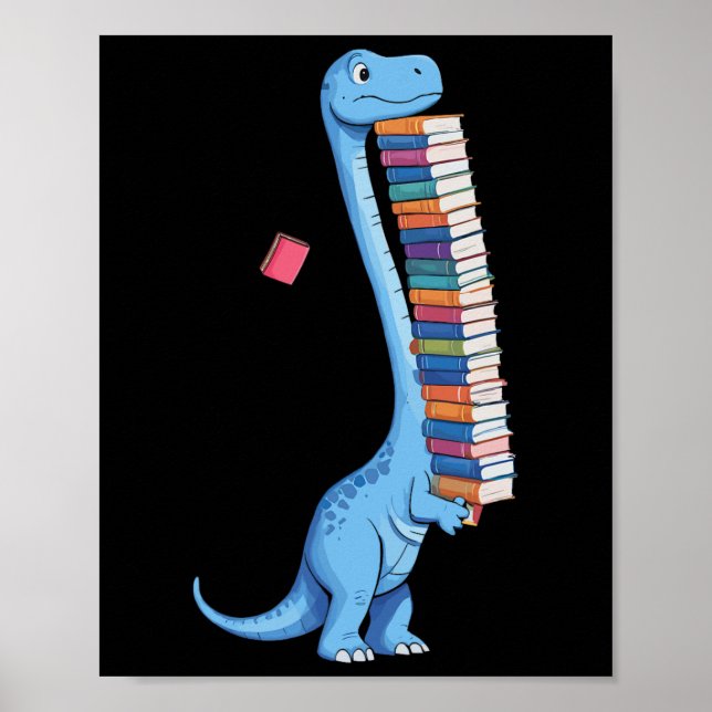 Buch tragender Dinosaurier liest Dino  Poster (Vorne)