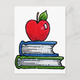 Buch und Apfel Postkarte