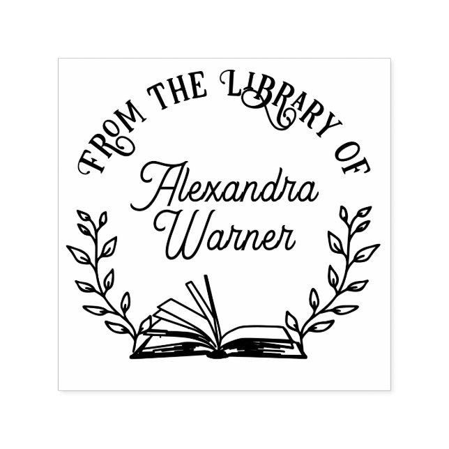 Buch- und Botanische Branchen #1 Name des Biblioth Permastempel (Design)