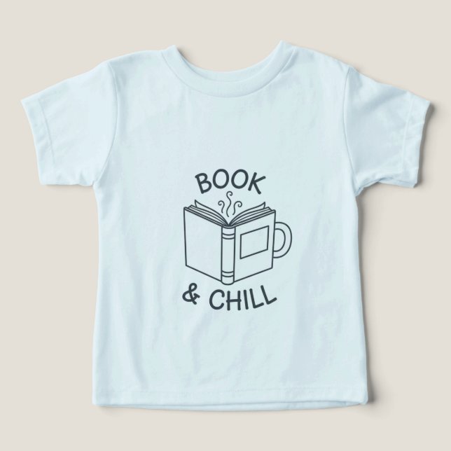 Buch und Chill Minimal Line Art T-Shirt  (Design Vorderseite)