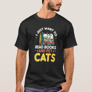 Buch und Katze  Bekleidung Für Bücherwürmer Lesend T-Shirt