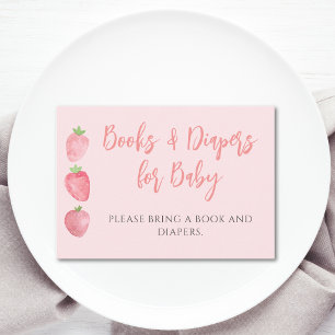 Buch- und Windelwunsch Himbeer-Baby-Party Begleitkarte