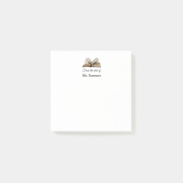 Buch vom Schreibtisch des Lehrers Post-it Klebezettel (Vorderseite)