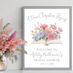 Buch Wasserfarbe Floral Brautparty Willkommensschi Poster