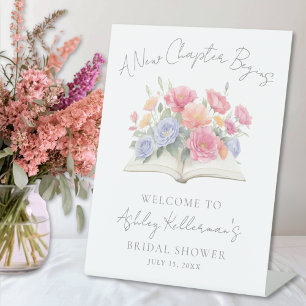 Buch Wasserfarbe Floral Brautparty Willkommensschi Sockelschild
