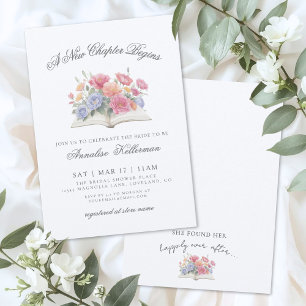 Buch Wasserfarben Floral Brautparty Einladung