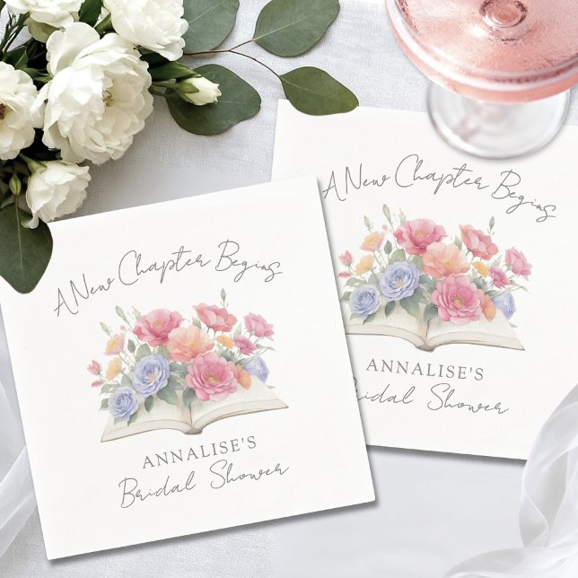 Buch Wasserfarben Floral Brautparty Serviette (Book Watercolor Floral Bridal Shower Napkins)