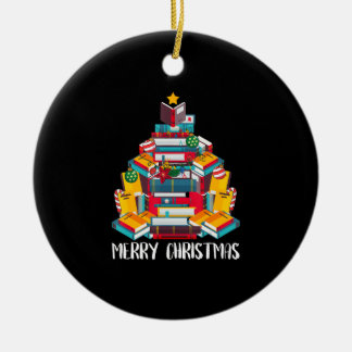 Buch Weihnachtsbaum-Bibliothek lesen Keramik Ornament