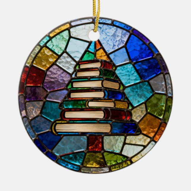 Buch Weihnachtsbaum Keramik Ornament (Vorne)