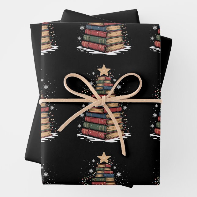 Buch Weihnachtsbaum Lehrer Librarian Xmas Urlaub Geschenkpapier Set (Beispiel)