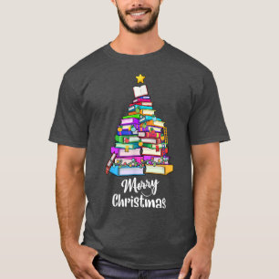 Buch Weihnachtsbaum Xmas Lights Librarian Merry Ch T-Shirt