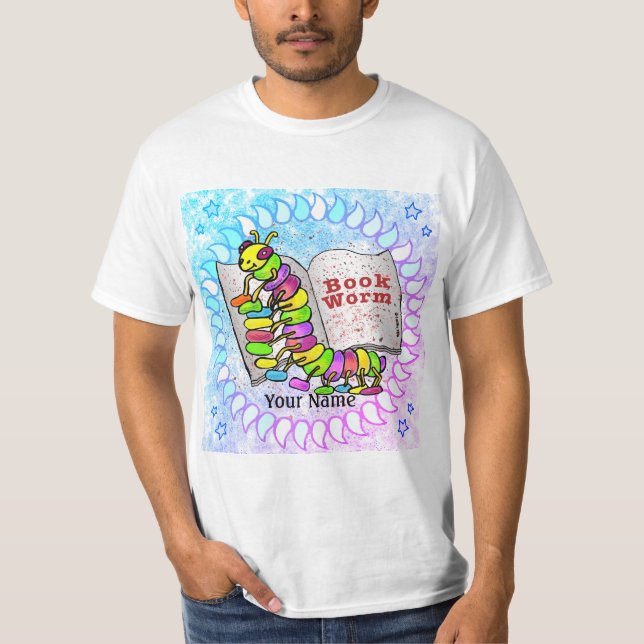 Buch Worm Reading T-Shirt (Vorderseite)