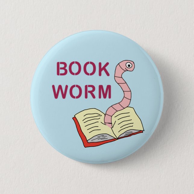 Buch-Wurm-Abzeichen für Liebhaber von Büchern und  Button (Vorderseite)
