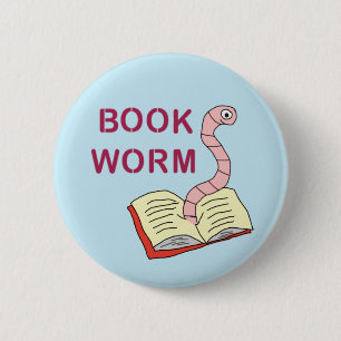 Buch-Wurm-Abzeichen für Liebhaber von Büchern und Button