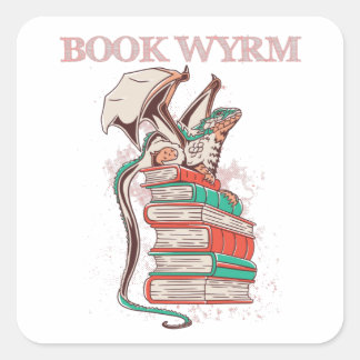 Buch Wyrm Quadratischer Aufkleber