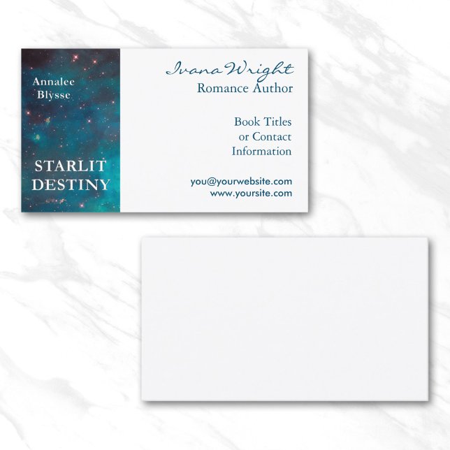 Buchabdeckung für White und Ocean Blue Visitenkarte (White and Ocean Blue Author Book Cover Business Card)