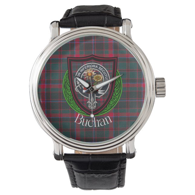 Buchan Scottish Clan Tartan & Crest Armbanduhr (Vorderseite)
