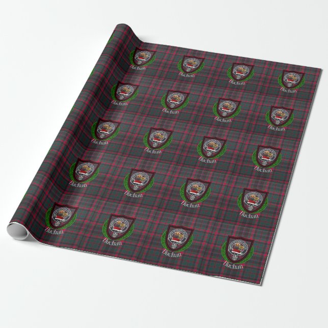 Buchan Scottish Clan Tartan & Wappen Geschenkpapier (Ungerollt)
