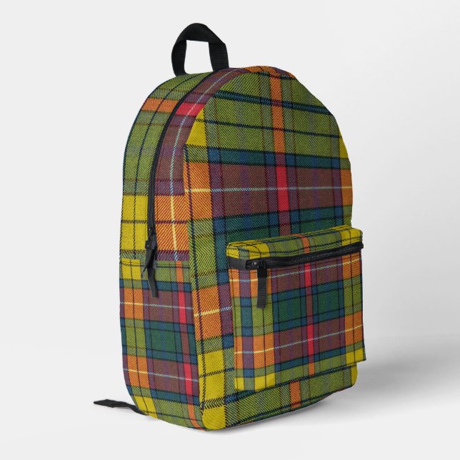 Buchanan Ancient Tartan Pattern Bedruckter Rucksack (Rückseitige Ecke links)
