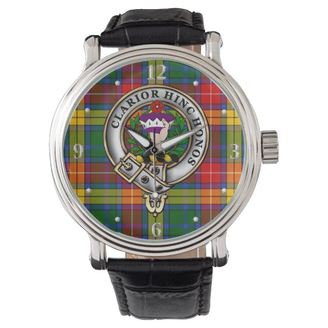 Buchanan Clan Abzeichen & Tartan Armbanduhr (Vorderseite)