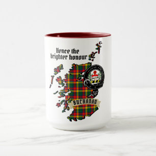 Buchanan Clan Abzeichen & Tartan Karte von Schottl Tasse